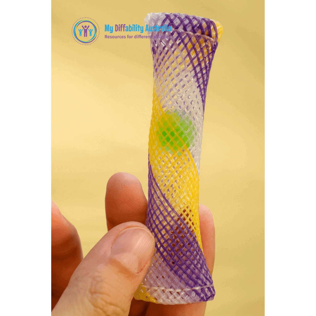 Vertical View of Colourful Marble Mesh Fidget Toy