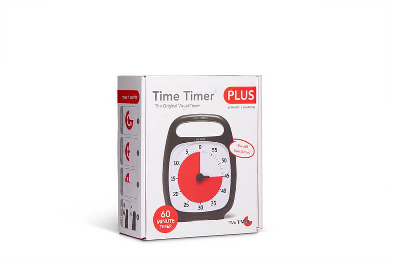 box of time time timer plus 60 minute pause feature charcoal