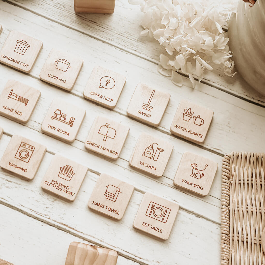 Wooden Magnetic Picture Tile Routine Visual Support