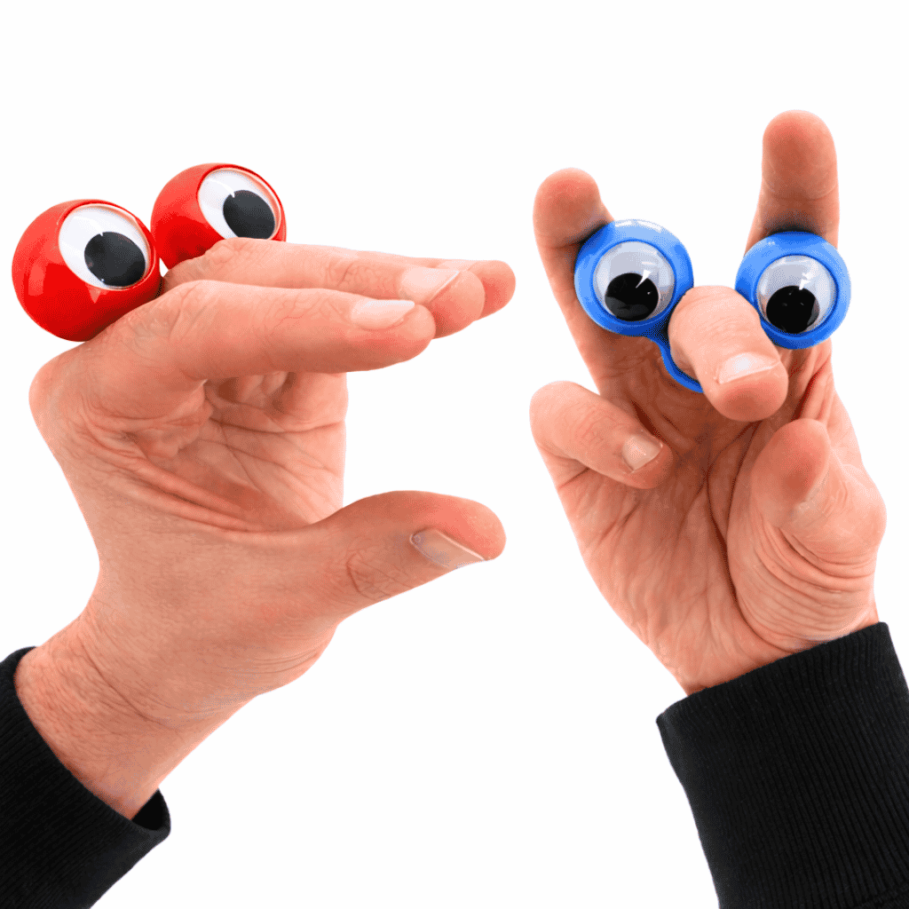 2 Hands Wearing Finger Spies Fidget Pals