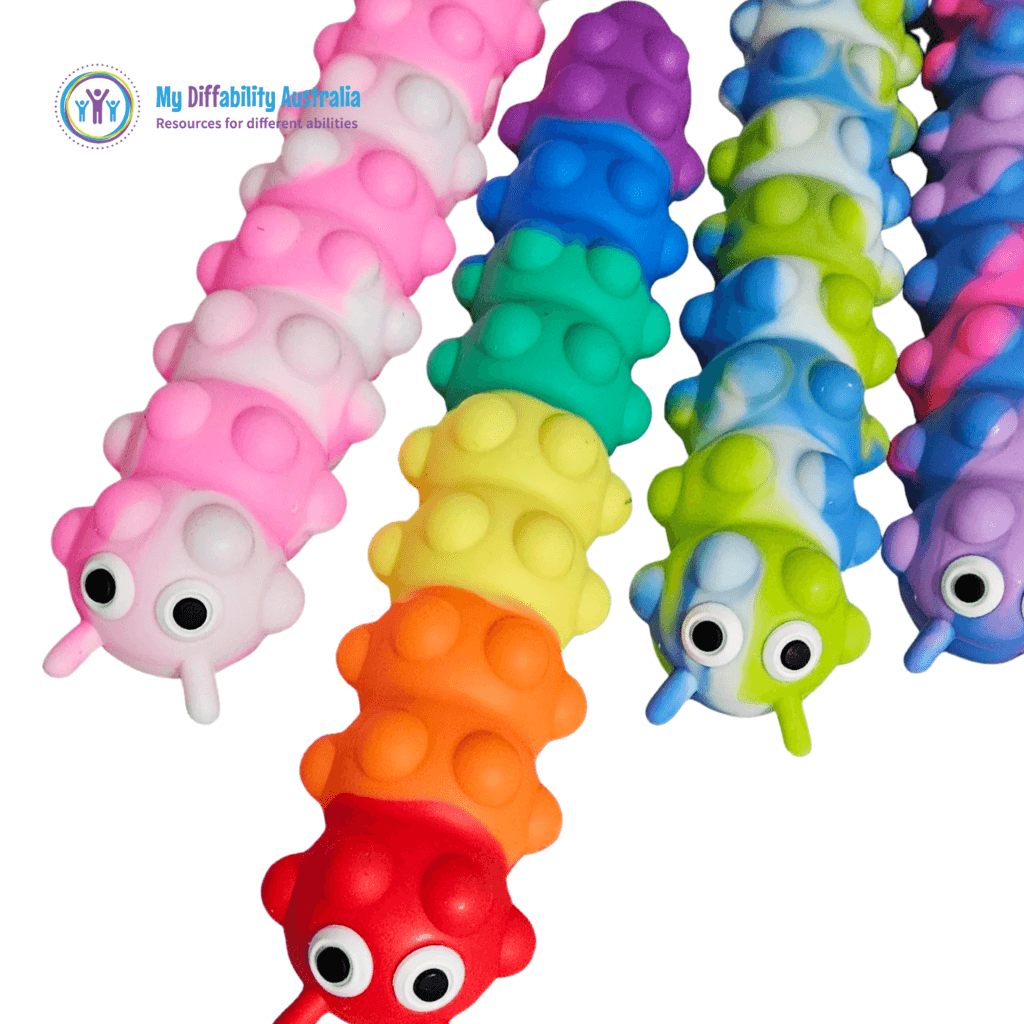4 Different Colours of Pop It Suction Caterpillar Fidget