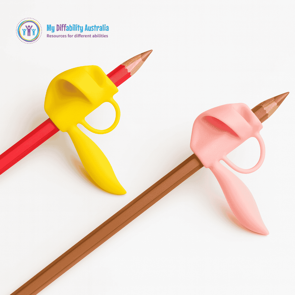 5 Finger Pencil Grip placed in actual pencils
