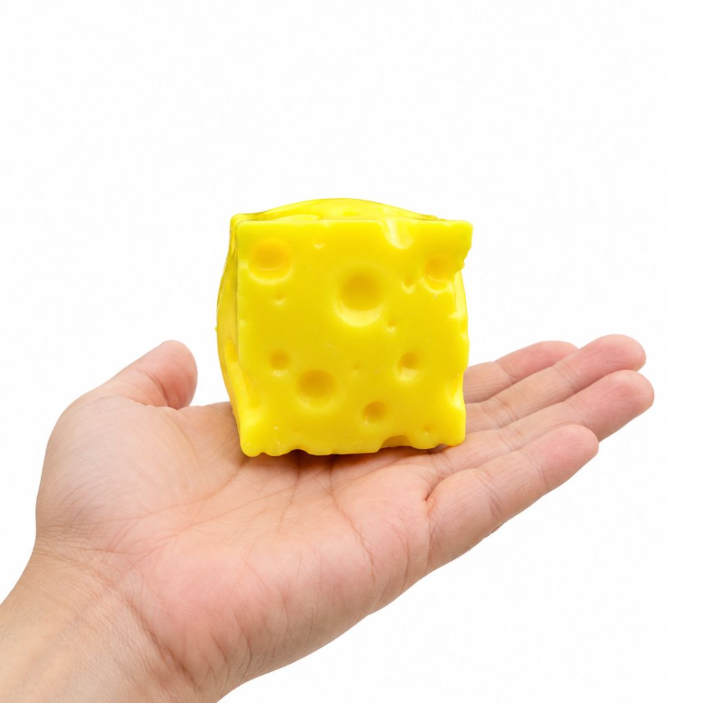 5cm Squishy Squeeze Block placed in a palm