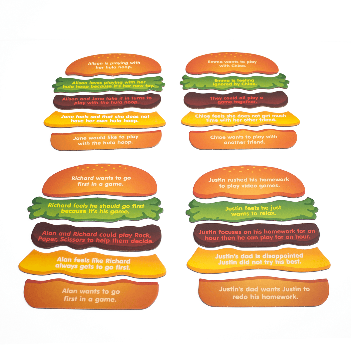 6 Conflict &amp; Resolution Games In Hamburger Shape