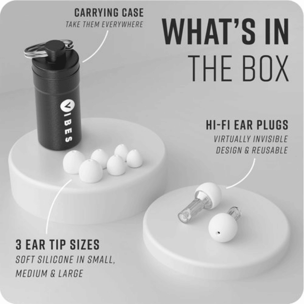 Accessories included in Vibes High Fidelity Earplugs