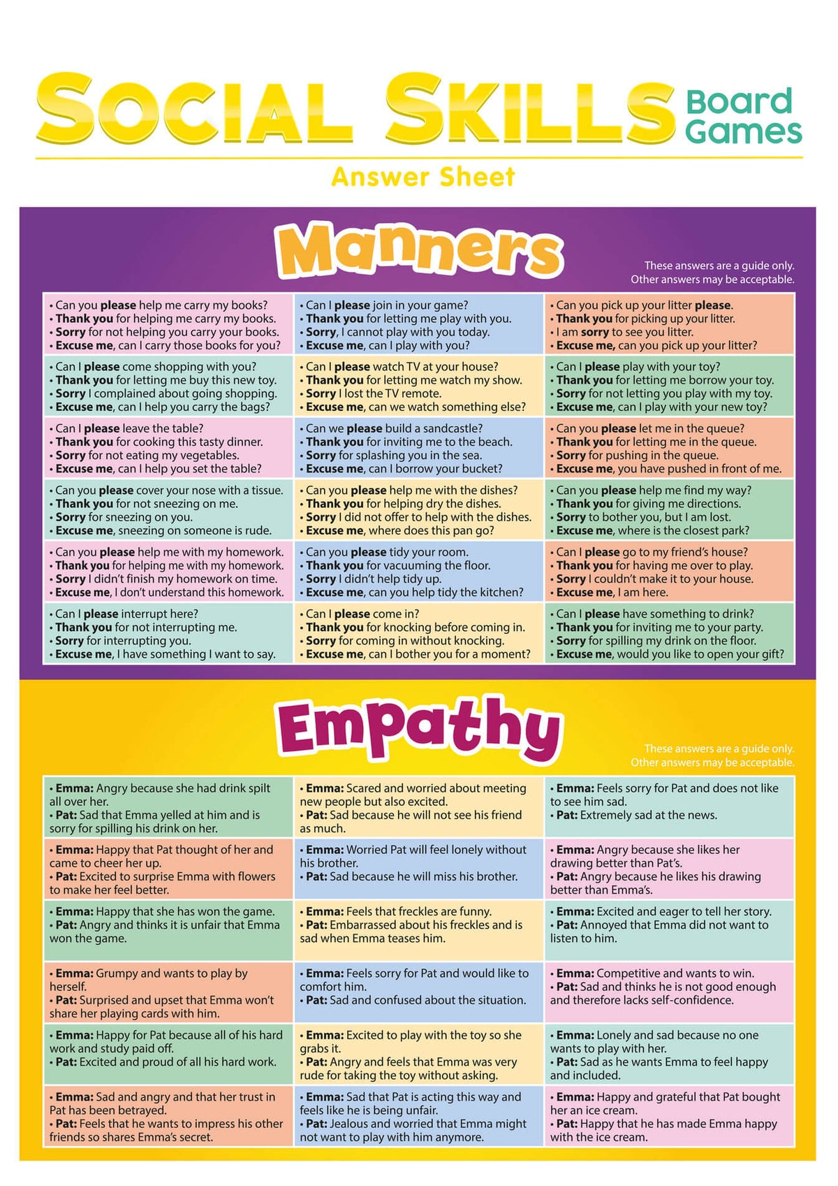 Answer Guide Manners Empathy