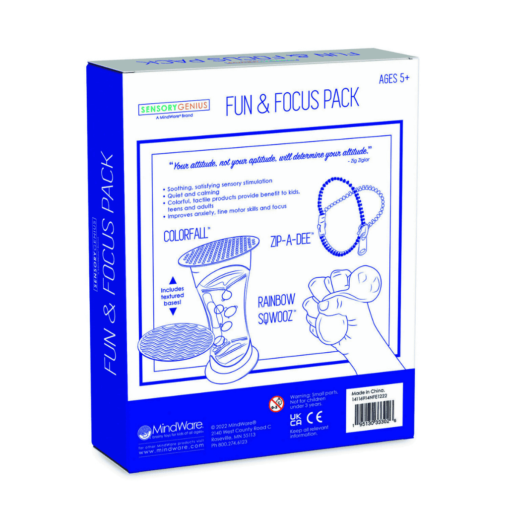 Back View of the Packaging for Sensory Focus Pack