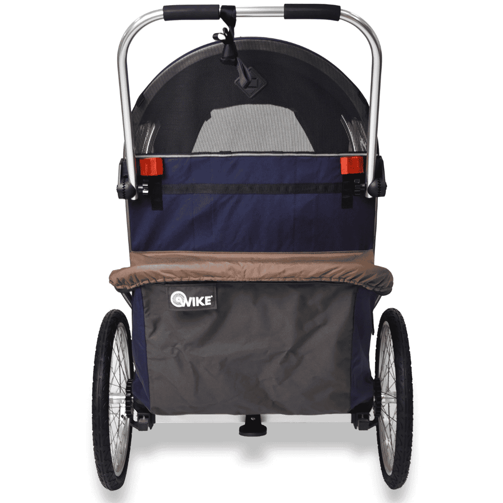 Back of Wike Special Needs Large Bike trailer with Stroller And Jogging Kit