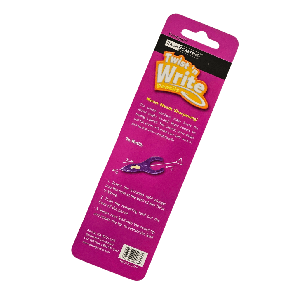 Back of the packaging for Twist n Write Pencil Refills