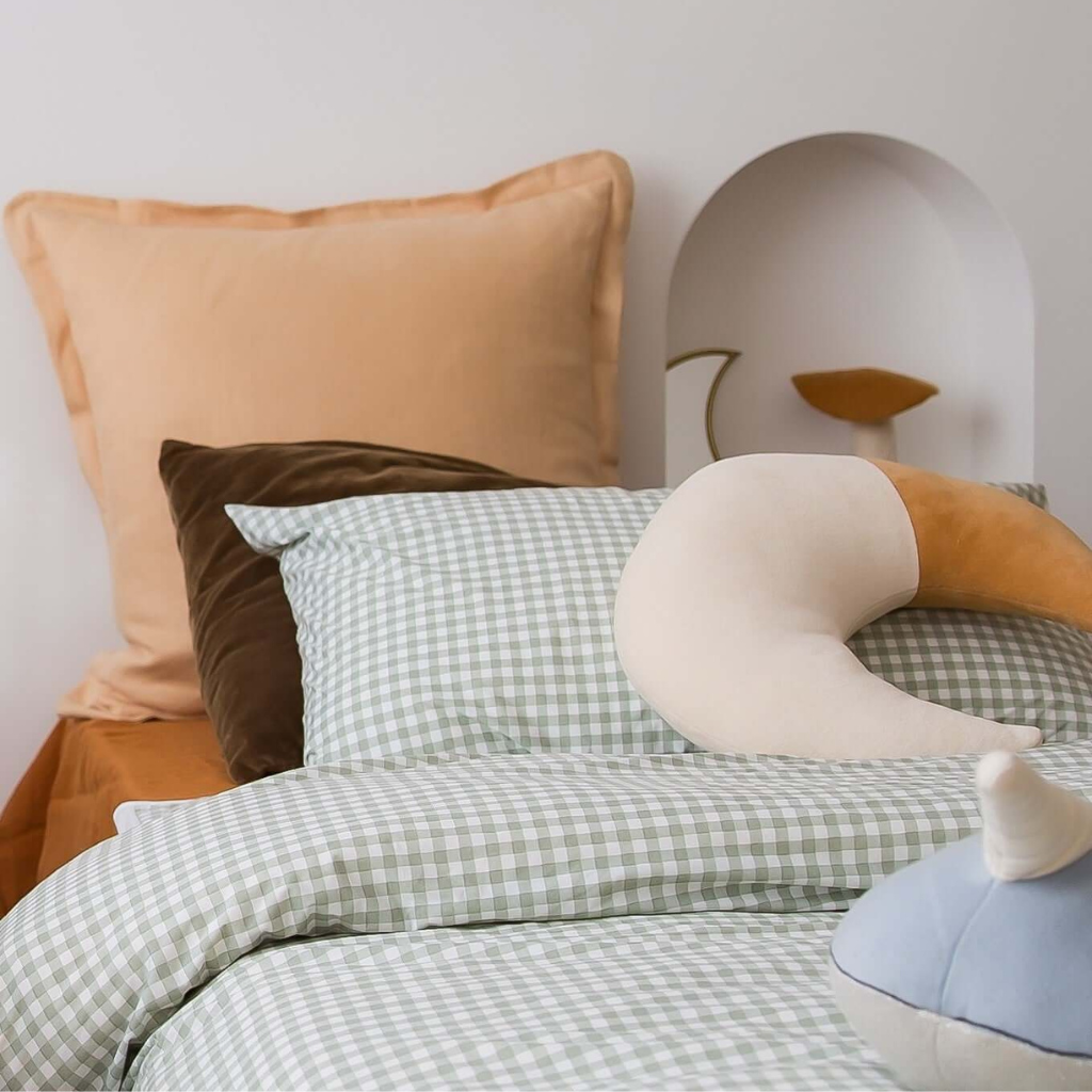 Bed Mates Single with Wings Sage Gingham