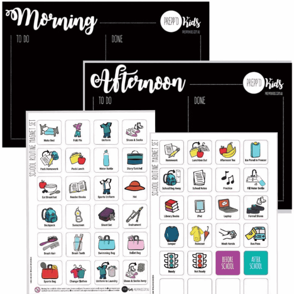 After School Routine Stickers Before & After School Routine Chart Set - My Diffability Australia
