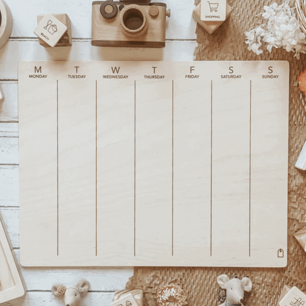 Blank Board of the Little Agenda Wooden Weekly Visual Schedule