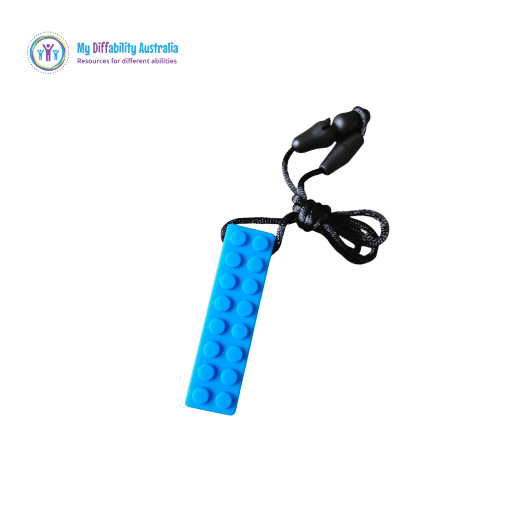 Blue Building Block part of Sensory Chew Variety Pack Set of 6 Blue Chewy Tools