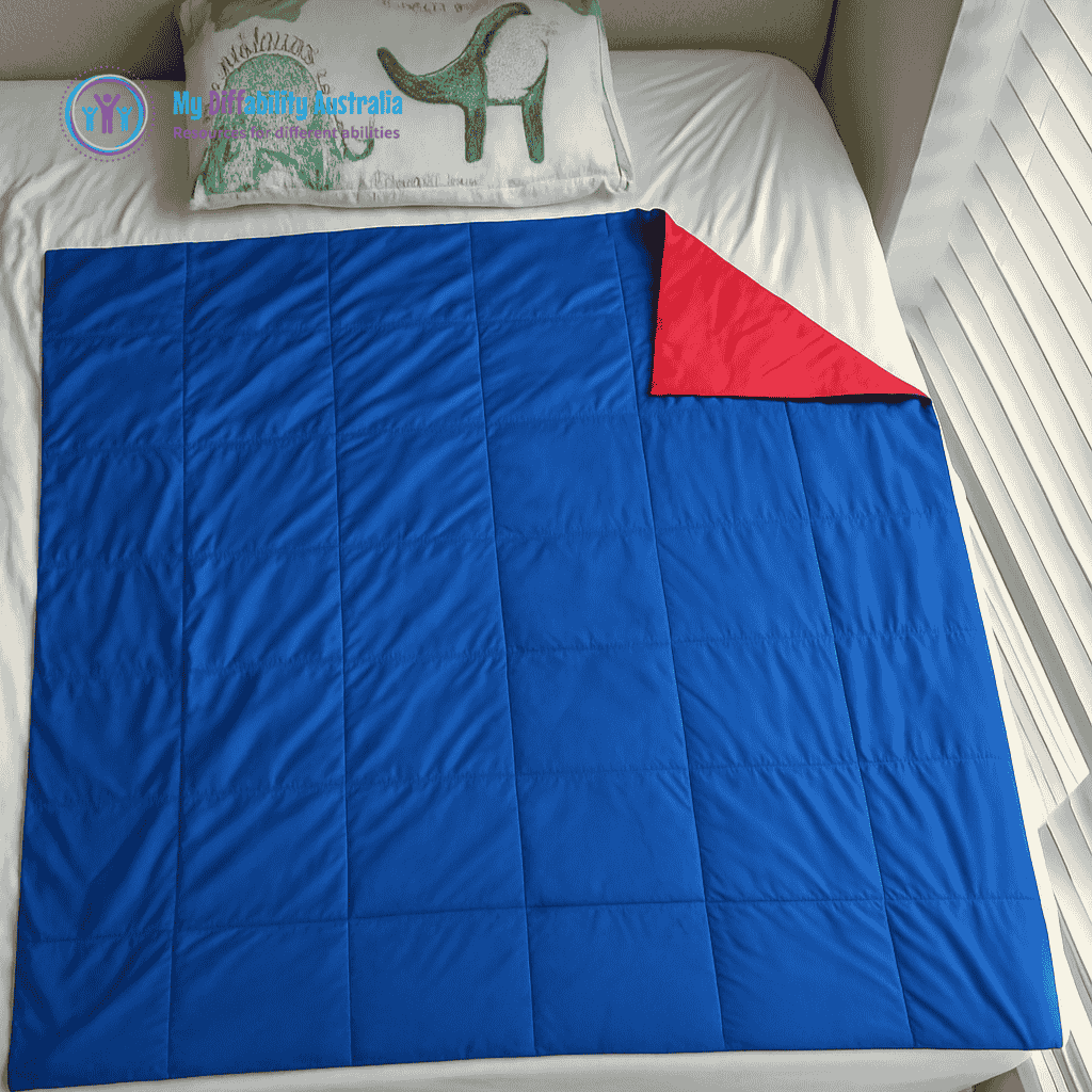 Blue On Red Weighted Blanket Double
