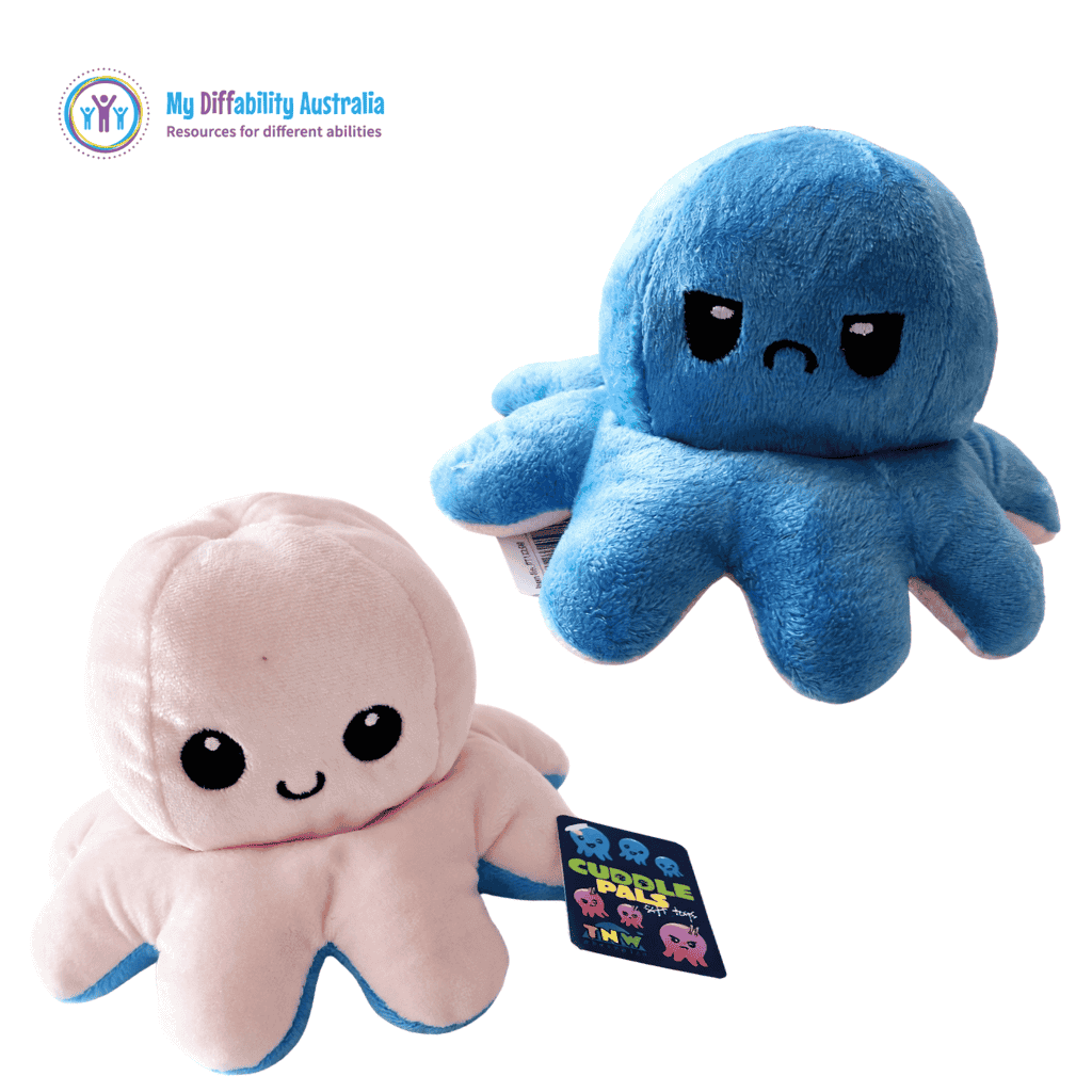 Blue Sand Light Pink Happy Reversible Octopus Plushie