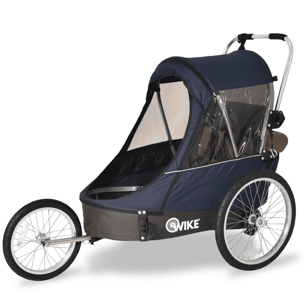 Blue Wike Premium Double Childrens Bike Trailer with Stroller And Jogging Kit