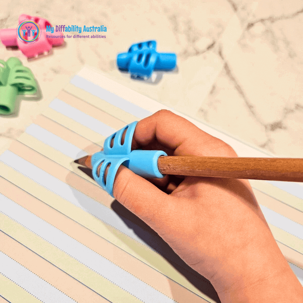 Blue two finger pencil grip