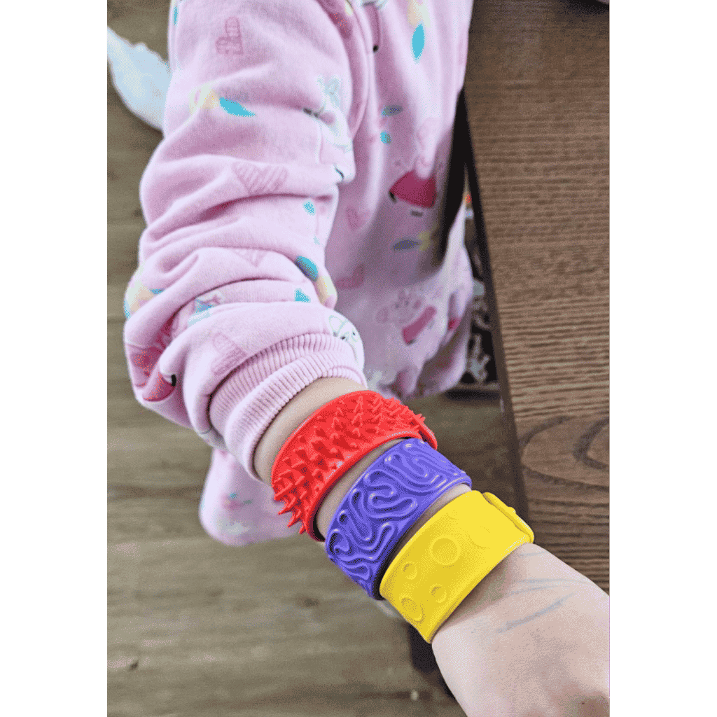 Child Wearing Sensory Slap Bands