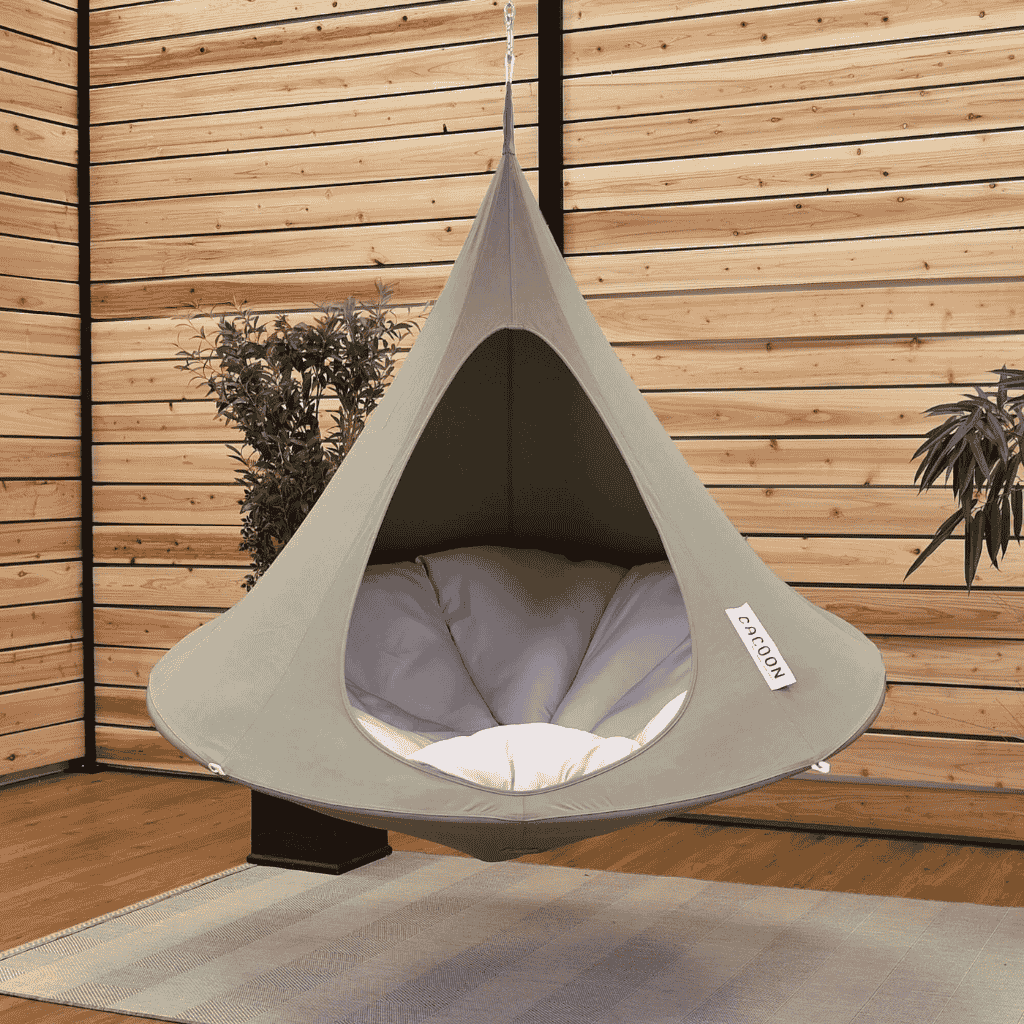 Cushion Cloud Grey Placed Inside a Cacoon Lifestyle Image