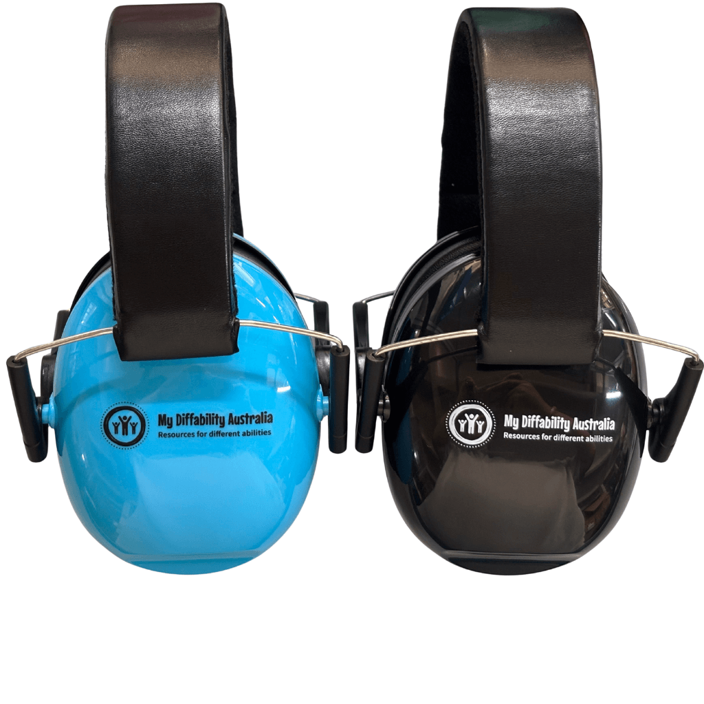 Ear Defender Ear Muffs with logo blue black