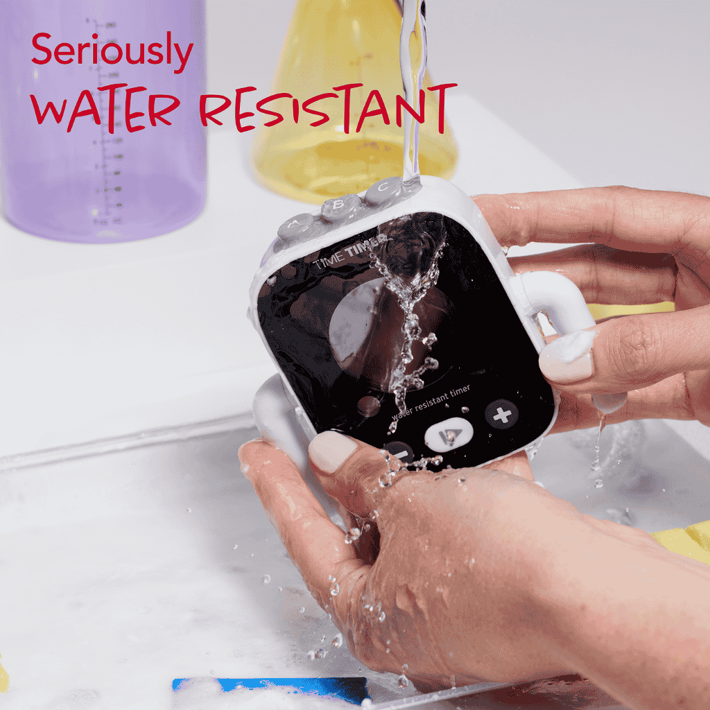 Features of Time Timer ELEMENT Showing that its water resistant
