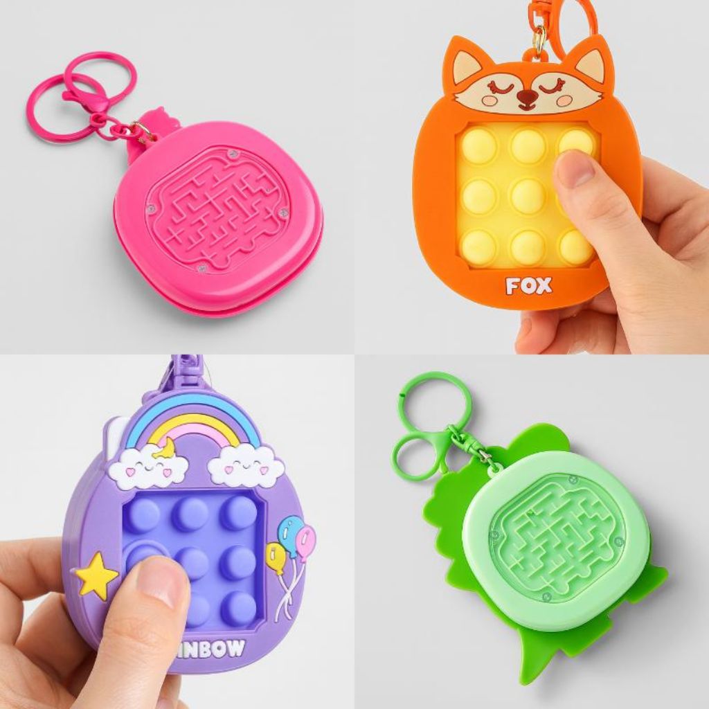 Fidget Keychain 2in1 Bubble Click Mini Maze