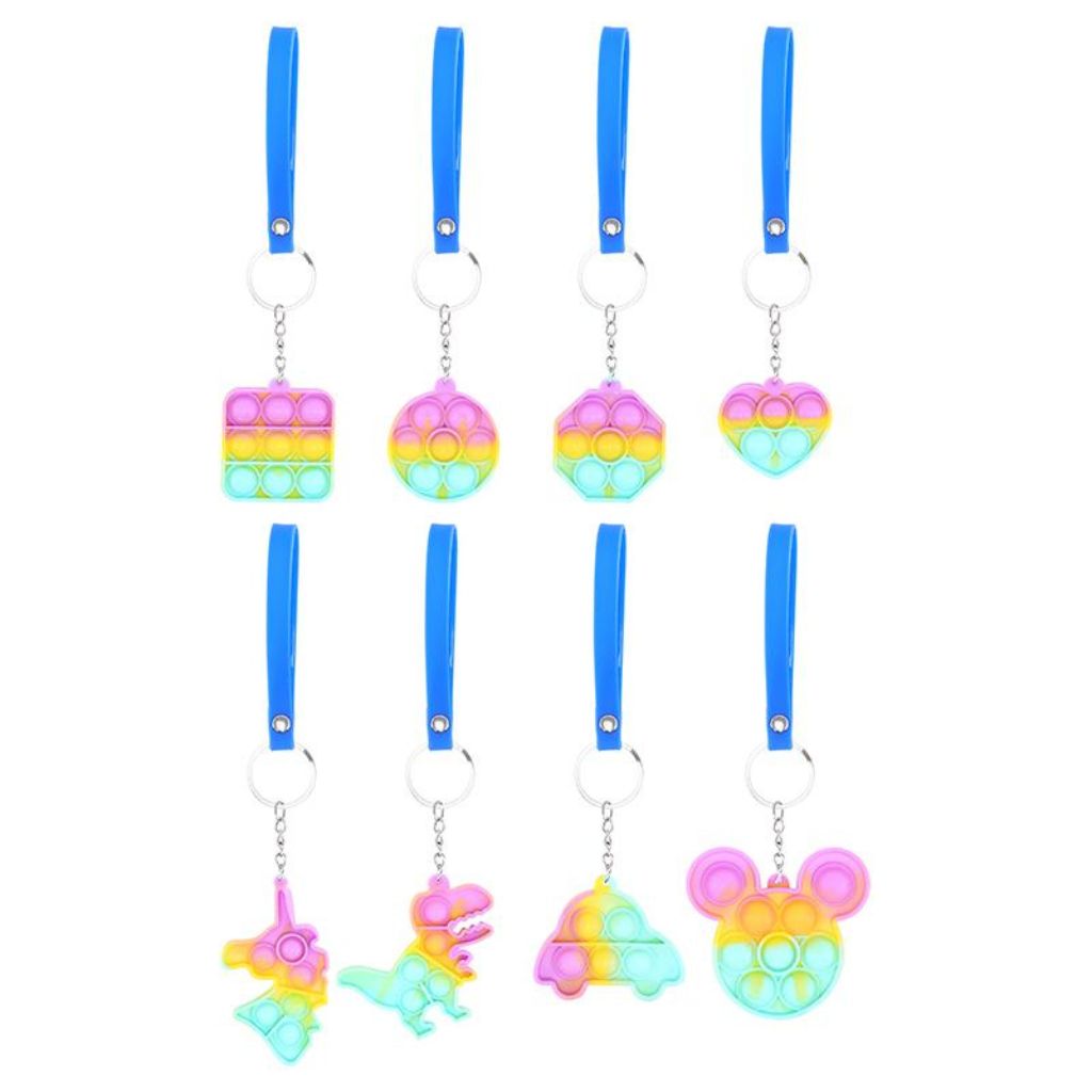 Fidget Push and Pop Keychain Series with Wrist Strap