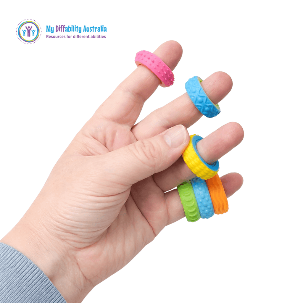 Fingers wearing Spinning bands