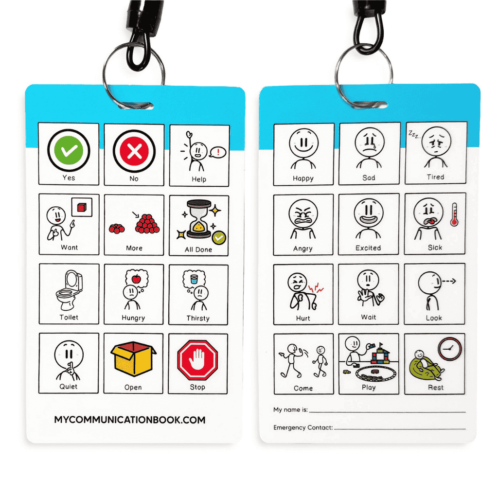 Front And Back of Communication Card Every Day Words