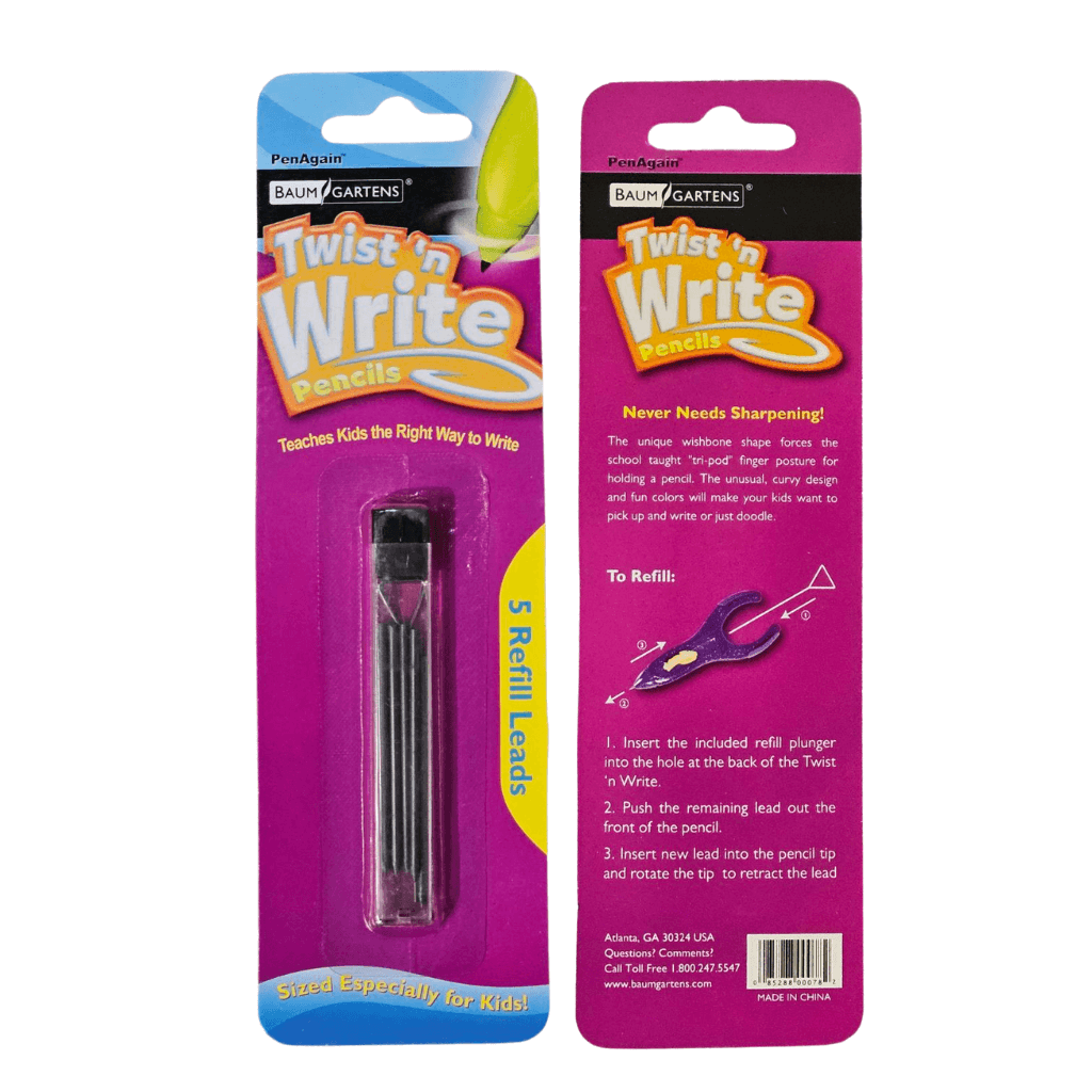 Front And Back of Twist n Write Pencil Refills