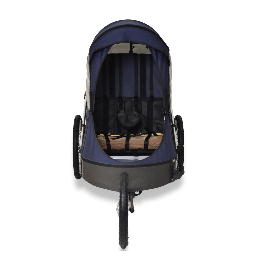 Front View of Wike Special Needs Large Bike trailer with Stroller and Jogging Kit