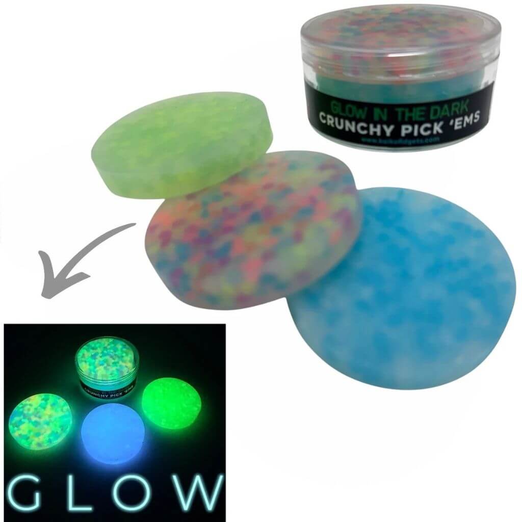 Glow in the Dark Resin Displayed on a white dark background
