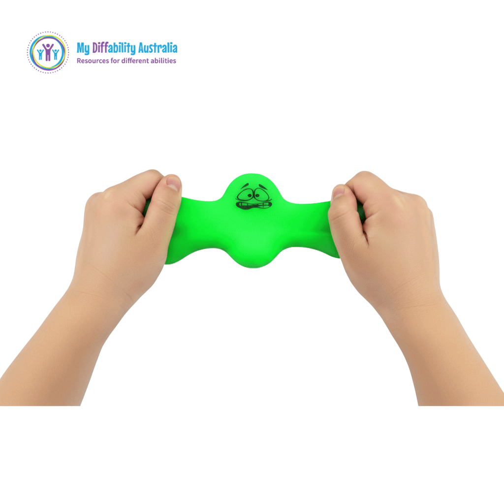 Green splat guy being stretched