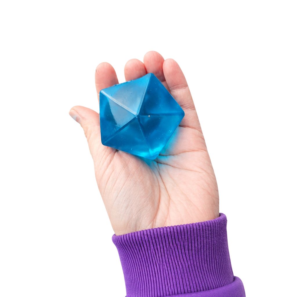 Hand Holding Blue Translucent Gems