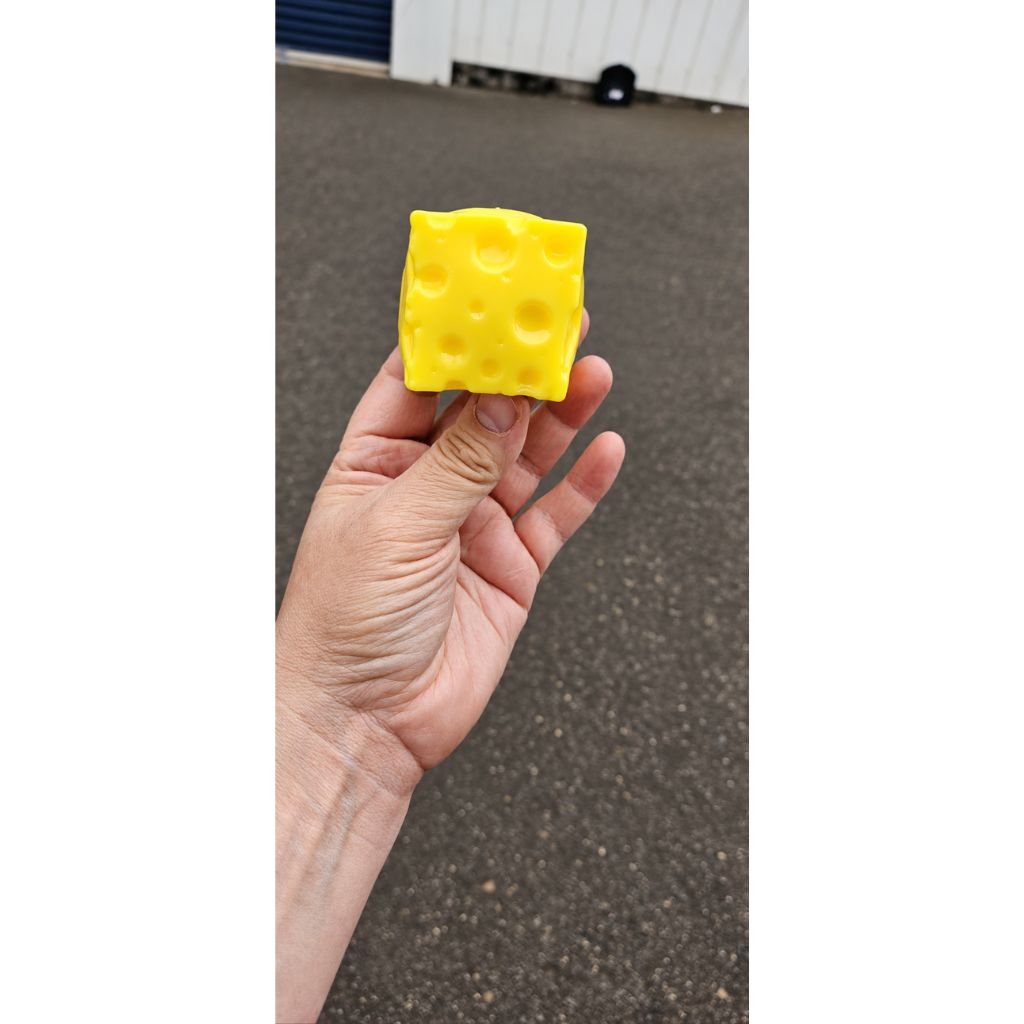 Hand Showing actual size of 5cm Squishy Squeeze Block