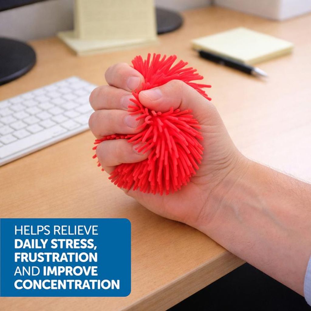  Hand Squishing Red Squish Squeeze Stress Ball Fuzzy