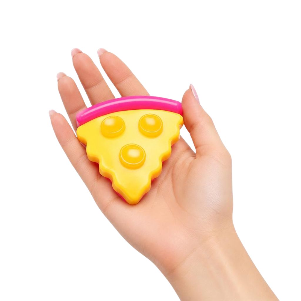 Hand holding Squishy Squeeze Food Series Pizza Slice