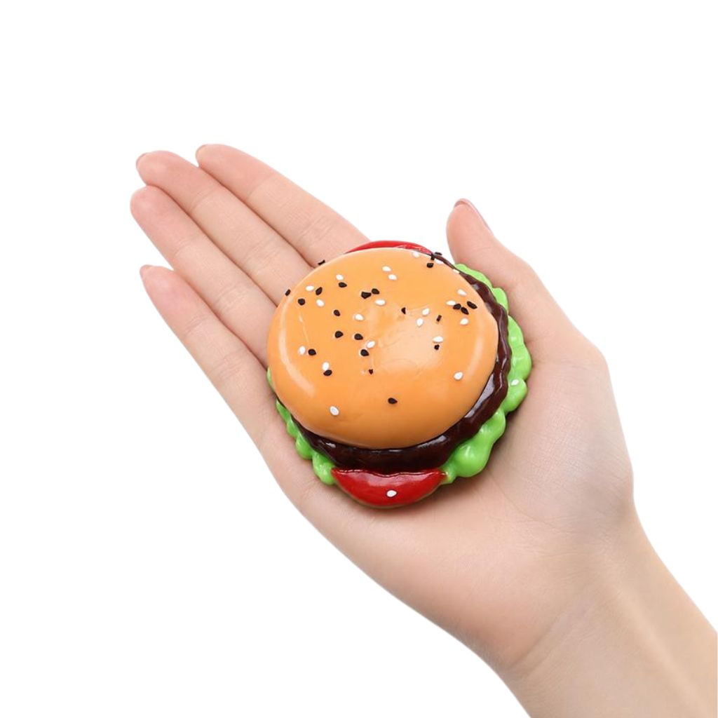 Hand holding Squishy Squeeze Food Series Taco Burger and Fries