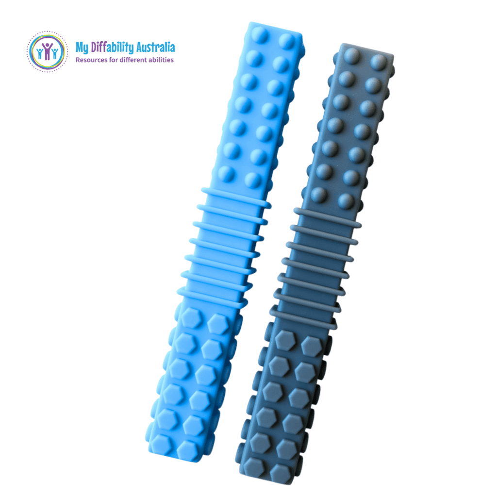 Handheld Sensory Chew Block Light Blue and Grey