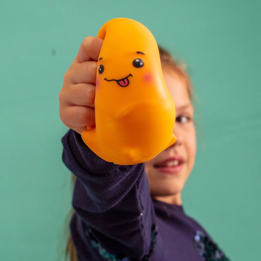 Kid Showing the Squished Stress Toy