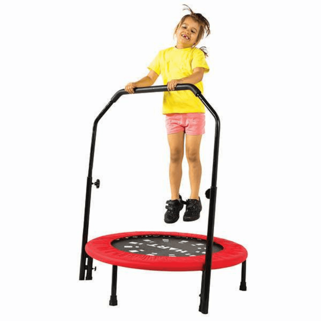 Kid Using Mini Trampoline with Handle