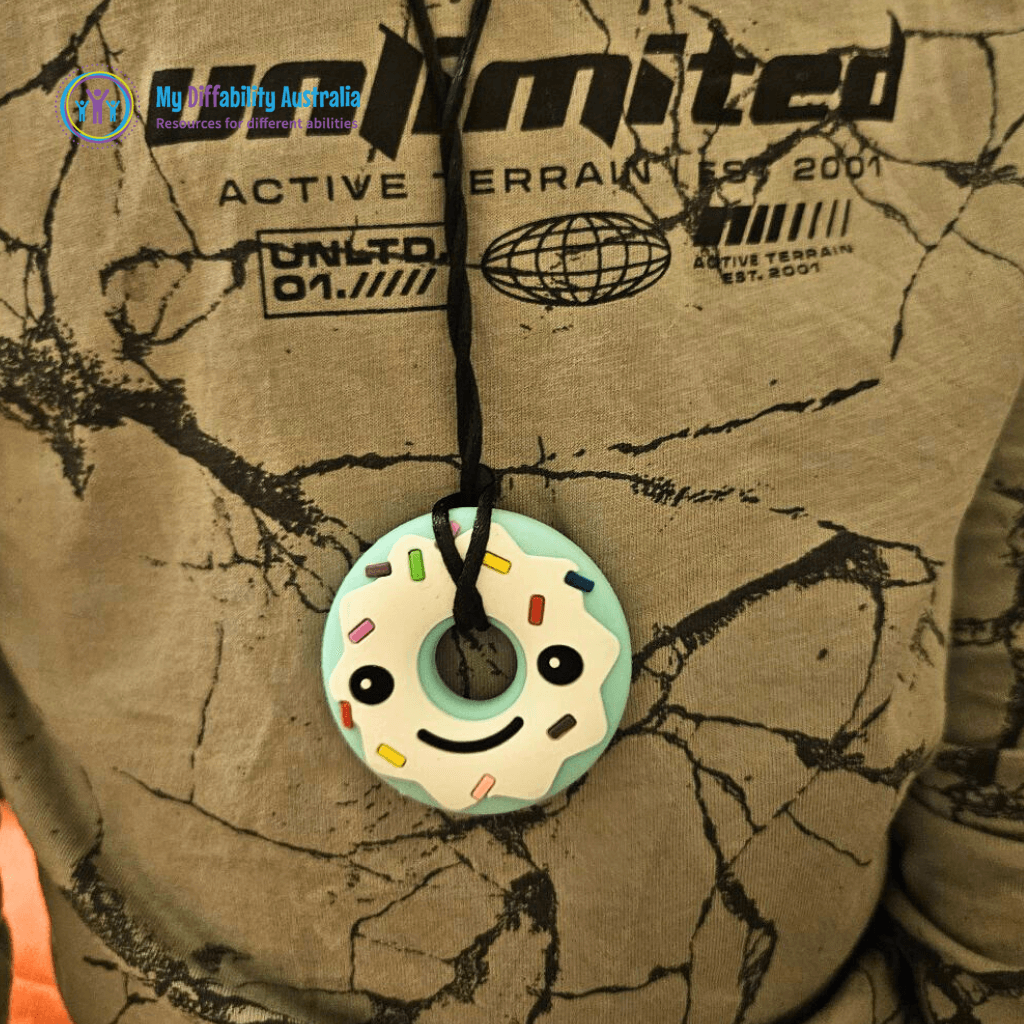 Kid Wearing Chewy Donut Pendant