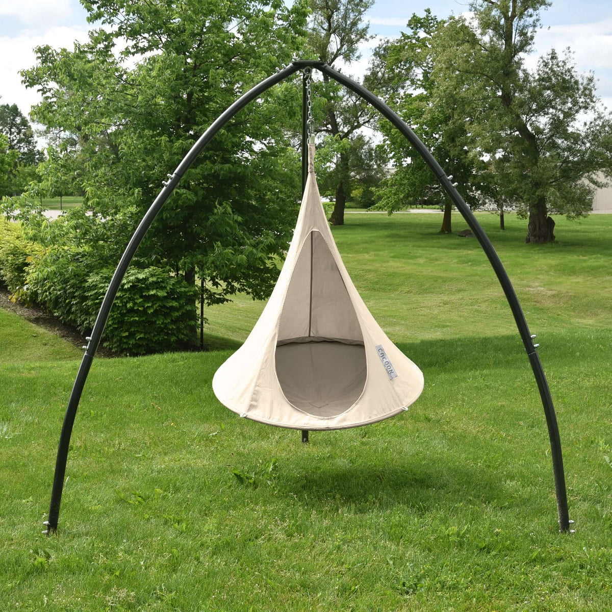 Kids Cacoon Natural White In An Outdoor Setting