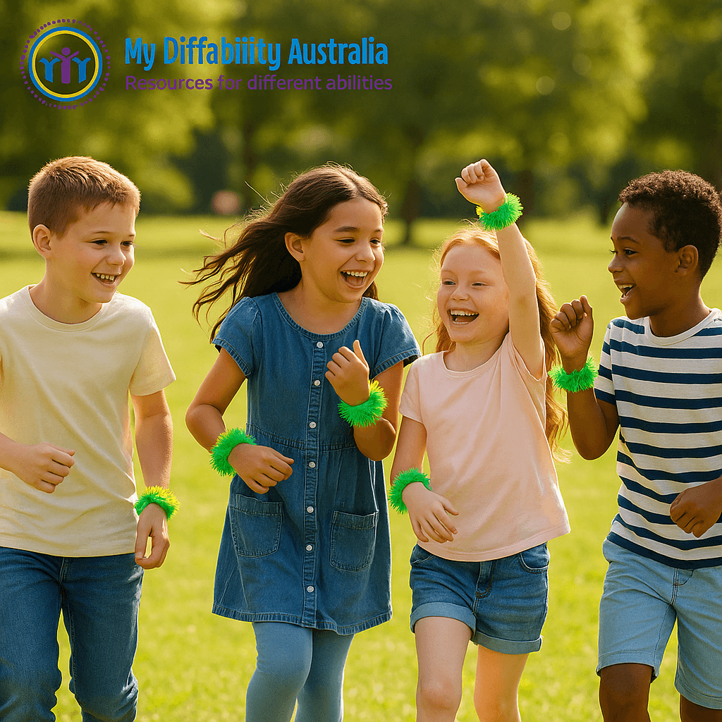 Kids Wearing Two tone sensory wrist band