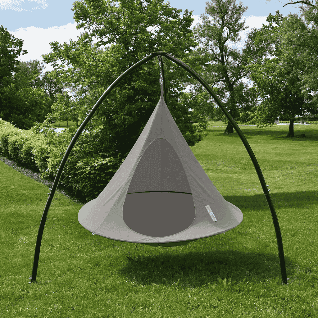 Lifestyle Photo of Double Cacoon Taupe Placed Outdoors