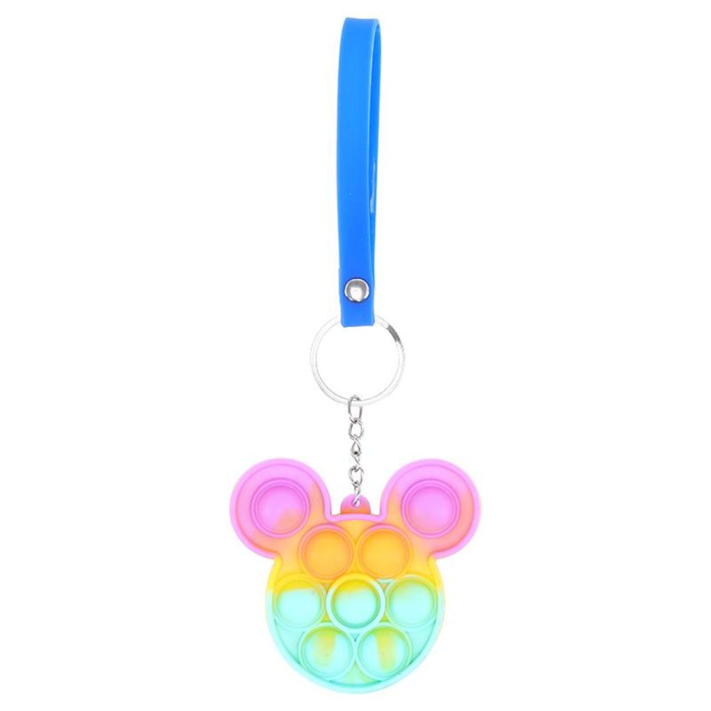 Mickey Shape Fidget Push and Pop Keychain Series with Wrist Strap