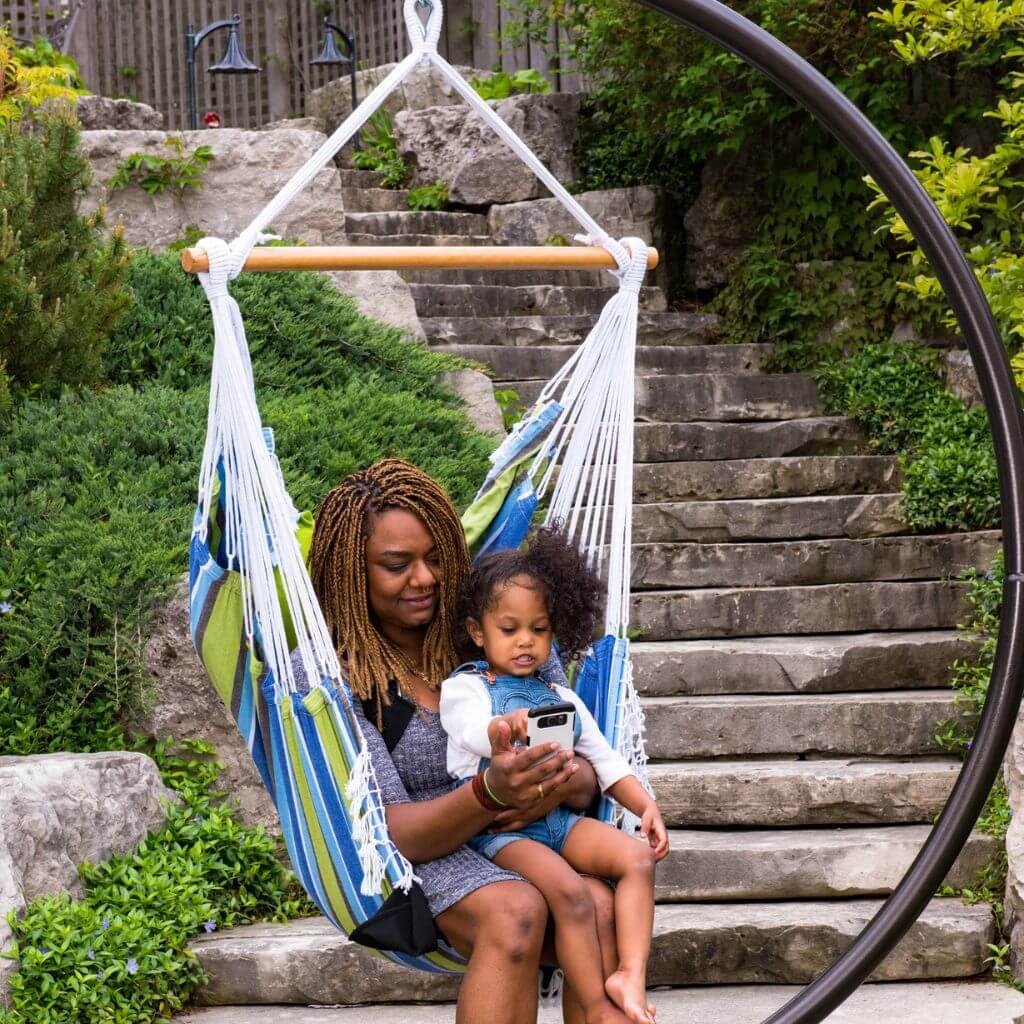 Mother And Daughter Seating in the Oasis Hammock Chair