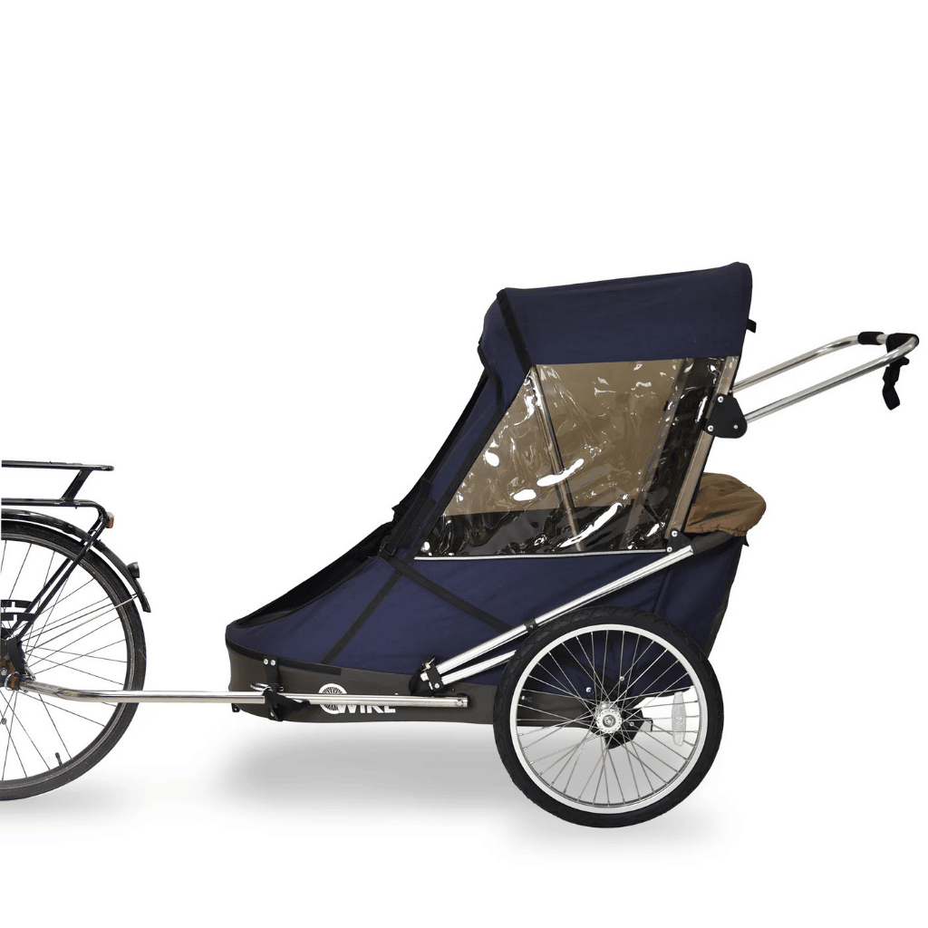 Navy And Brown Wike Special Needs Large Bike. trailer with Stroller And Jogging Kit