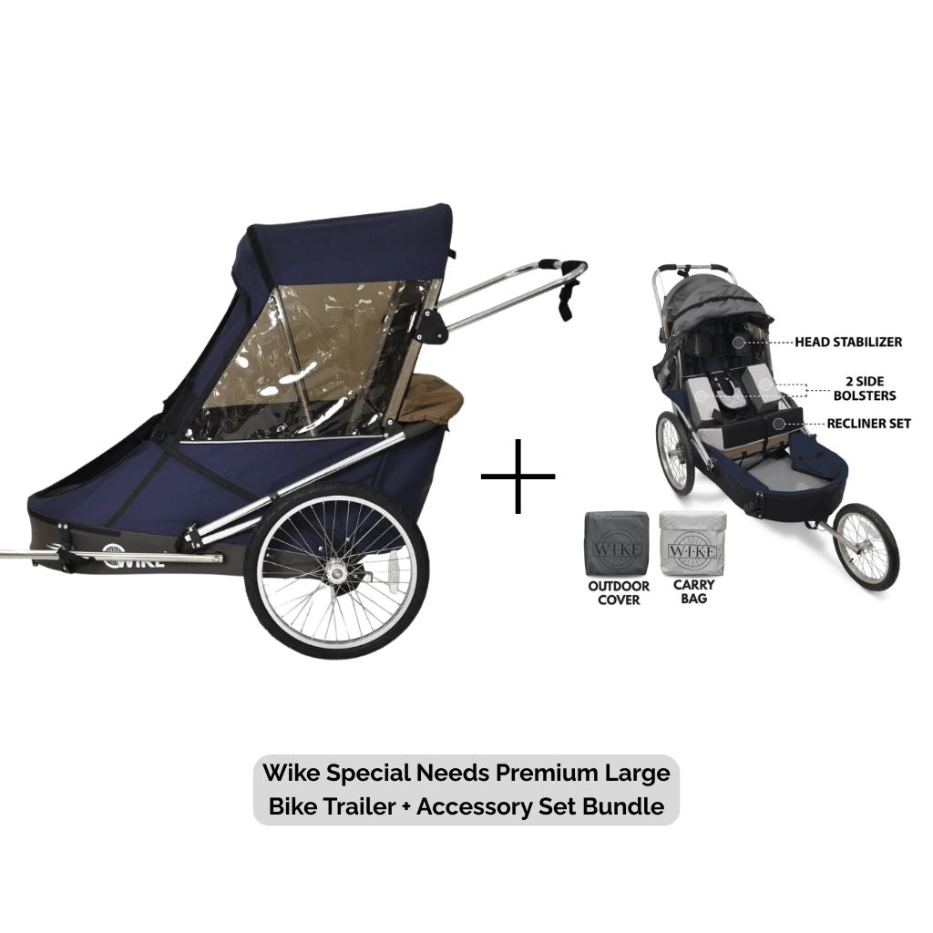 Navy Wike Special Needs Premium Large Bike Trailer Plus Accessory Set Bundle