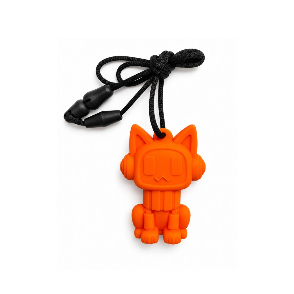Orange Cat Sensory Chew Necklace front view